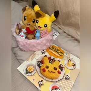 💕 Pokémon Valentines Day Pikachu and Eevee Sweet Days  Plushie & Cook Book Set 💕